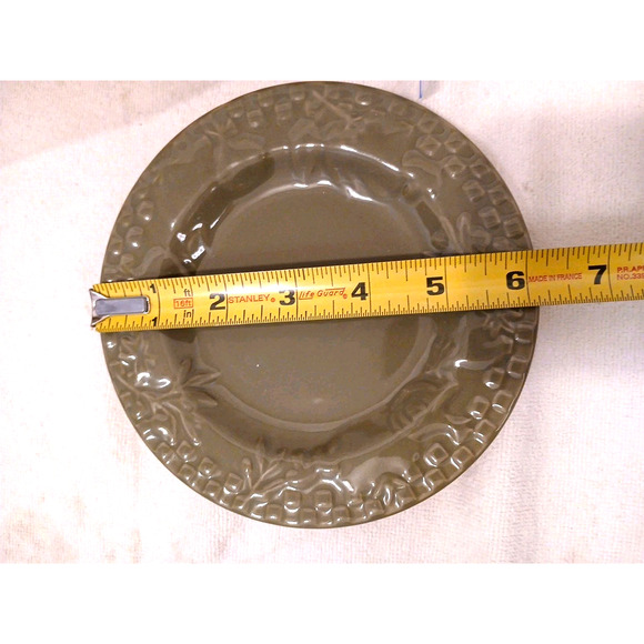 5 Home Grown Riviera Van Beer Stoneware Five 6" Cake Plate Mustard Green Vintage - Picture 11 of 11